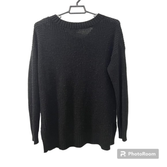 Riah Fashion Womens Black Crewneck Pullover Tunic Knit Sweater Size XL - Picture 2 of 10